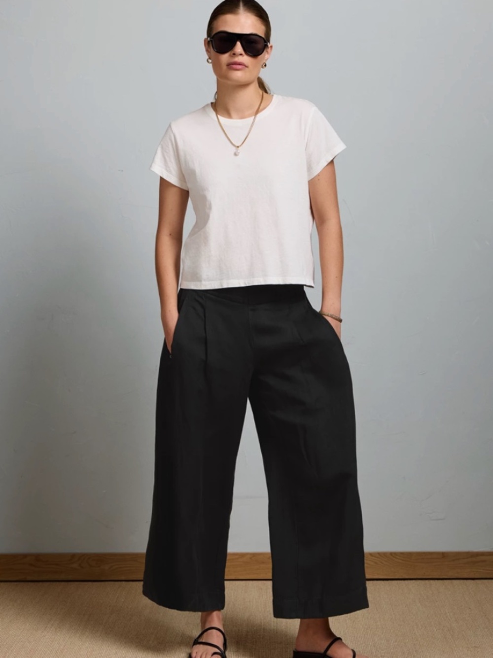 NWOT AE77 High-Waisted Linen Pleated Ankle Pant